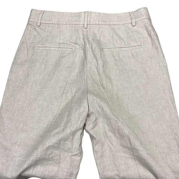 H & M Linen Blend Cropped Pants Womens 12 Beige Basic Coastal New $39.99 - Picture 10 of 13
